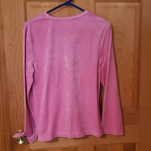 Pink Velour Pants Suit BS Size Large - Picture 3 of 4